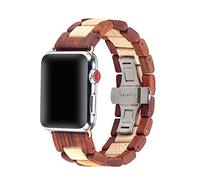 AIYIBEN Bracelet en bois avec boucle papillon en acier inoxydable 42/44/45/49mm compatible avec la série iWatch Ultra 2 SE 1 2 3 4 5 6 7 8 9(Red Sandalwood Maple)