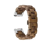 AIYIBEN Bracelet en bois de 20mm, compatible avec Samsung Galaxy Watch Active/Active 2, bracelet en bois en acier inoxydable 40/42/44mm avec bracelet à dégagement rapide(Noyer + Argent)