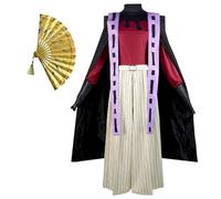 AIYINIY Costume de cosplay avec ventilateur pliable Déguisement de dessin animé Tenue d'Halloween de personnage de l'anime Carnaval Costume pour adulte (Douma + éventail pliable, XS)