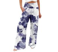AIYINIY Palazzo Pantalon pour femme avec poches imprimées décontractées, taille élastique, confortable, droit, ample, classique et léger pour yoga, fitness, course à pied (violet-2, L)