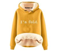 AIYINIY Sweat à capuche d'hiver pour femme - Pull thermique doublé en polaire Sherpa - Graphique Yes I Am Still Freezing - Sweat à capuche ample à manches longues - Vêtement d'extérieur chaud en