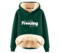 AIYINIY Sweat à capuche d'hiver pour femme - Pull thermique doublé en polaire Sherpa - Graphique Yes I Am Still Freezing - Sweat à capuche ample à manches longues - Vêtement d'extérieur chaud en