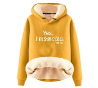 AIYINIY Sweat à capuche d'hiver pour femme - Pull thermique doublé en polaire Sherpa - Graphique Yes I Am Still Freezing - Sweat à capuche ample à manches longues - Vêtement d'extérieur chaud en