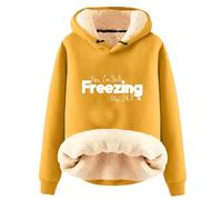 AIYINIY Sweat à capuche d'hiver pour femme - Pull thermique doublé en polaire Sherpa - Graphique Yes I Am Still Freezing - Sweat à capuche ample à manches longues - Vêtement d'extérieur chaud en