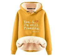 AIYINIY Sweat à capuche d'hiver pour femme - Pull thermique doublé en polaire Sherpa - Graphique Yes I Am Still Freezing - Sweat à capuche ample à manches longues - Vêtement d'extérieur chaud en