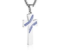 Aiyo Nice Collier avec pendentif croix de baseball plaqué or 18 carats verset biblique en acier inoxydable pour homme, 4.5 x 2.2 cm / 1.77 x 0.87 inch, Métal, Pas de pierre précieuse