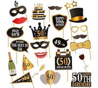 AIYONG 50e fête d'anniversaire Party Booth Props Unisexe Funny DIY Kit Convient pour His Or Hers 50ème Anniversaire Celebration Propulsion de Photobooth