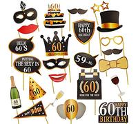 AIYONG 60e fête d'anniversaire Party Booth Props Unisexe Funny DIY Kit Convient pour His Or Hers 60ème Anniversaire Celebration Propulsion de Photobooth