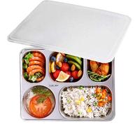 AIYoo boîtes repas Lunch Box récipient à nourriture en acier inoxydable 304 Bento Box 5 Compartiment Boîtes Bento pour les étudiants Adulte Enfant divisé Nourriture Plateau de service avec couvercle