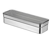 AIYoo Plateau à couverts en acier inoxydable 18/8 avec couvercle et égouttoir - Porte-ustensiles empilable pour comptoir, grande capacité