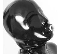 AIYOUBRS BDSM Masque En Latex Fétiche En Caoutchouc Faite Main pour Cosplay Jeu de Rôle Fête D'Halloween(Size:S-63CM)