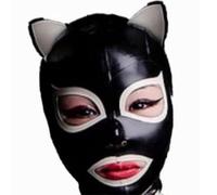 AIYOUBRS Cagoule en Latex avec Des Oreilles de Chat Tête Couverture pour Tête Décoration Fétiche En Caoutchouc Complet Masque Bondage(Size:L-68CM)