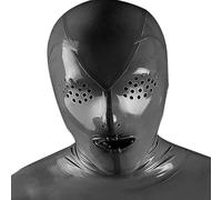 AIYOUBRS Fétichiste Masque en Latex avec Fermeture éclair Masque Caoutchouc Intégral Unisexe pour Tête Décoration(Size:S-63CM)
