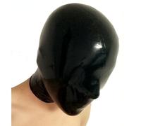 AIYOUBRS Masque à Capuche En Latex Noir Masque à Capuche En Caoutchouc Intégral Pour Hommes Et Femmes Fermeture éclair Au Dos(Size:XXL-73CM)