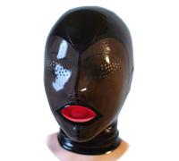 AIYOUBRS Masque de latex Capuche en latex Transparent Faite Main SM Fétichiste Tenue de club Cosplay Unisexe(Size:L-68CM)
