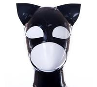 AIYOUBRS Masques en Latex Masque avec des Oreilles de Chat de Bondage Masque Fétiche pour Couple Fétiche Jouet Sexuel Cosplay(Size:L-68CM)