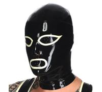 AIYOUBRS Noir Cagoule En Latex Pour Adultes pour Couple Fétiche Fête D'halloween Costumes De Club(Size:XS-60CM)