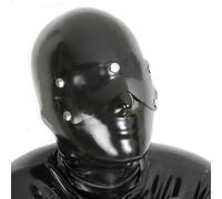 AIYOUBRS Noir Masque en Latex Cagoule en Latex pour Club de Fête d'Halloween pour Couple Fétiche Cosplay(Size:S-63CM)