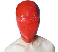 AIYOUBRS Rouge Masque de tête en Latex Masque SM Faite Main avec Fermeture éclair dans Le Dos pour Cosplay SM Fétiche(Size:XS-60CM)