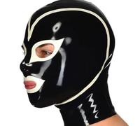 AIYOUBRS Sexy Noir Latex Tête Couverture Le Latex TêteMasque Cagoule en Latex SM Fétichiste pour Tête Décoration(Size:XXL-73CM)