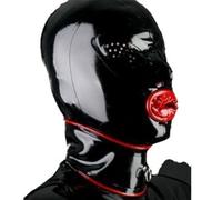 AIYOUBRS SM Cagoule en Latex avec Fermeture éclair au Dos Narine Ouverte Contrôle De La Respiration pour Cosplay(Size:XL-70CM)