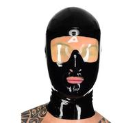 AIYOUBRS SM Transparent Masque de latex Capuche en latex Faite Main BDSM Fétichiste Tenue Club Cosplay Unisexe(Size:M-65CM)