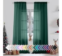 Aiyufeng Hunter Lot de 2 Rideaux Transparents Verts de 228,6 cm de Long pour Salon, Chambre à Coucher, terrasse, Porte coulissante, 106,7 x 228,6 cm chacun
