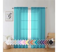 Aiyufeng Lot de 2 rideaux transparents turquoise de 183 cm de long, filtrant la lumière, rideaux de traitement aérés avec passe-tringle pour cuisine, chambre à coucher, salon, 106 x 183 cm chacun