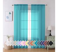 Aiyufeng Lot de 2 rideaux transparents turquoise de 228,6 cm de long, voilages doux et aérés avec passe-tringle pour chambre à coucher, salon, 106 x 228 cm chacun