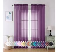 Aiyufeng Lot de 2 Rideaux Transparents Violet Prune de 228,6 cm de Long, en Voile Solide, Double Passe-Tringle, Rideaux élégants et Respirants pour Chambre d'enfant, Chambre à Coucher, Salon, 106,7 x
