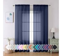 Aiyufeng Lot de 2 voilages bleu marine de 228,6 cm de long, rideaux aérés et doux au toucher avec passe-tringle pour salon/chambre à coucher, 106,7 x 228,6 cm (l x L)