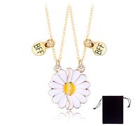 AIYVELU 2 Pcs BFF Necklace for 2 Girls,Friendship Pendant Necklace,Detachable Heart Friendship Necklace with Daisy Flower Pattern,BFF Necklace,Gift for Sisters and Friends Young Girl Gift