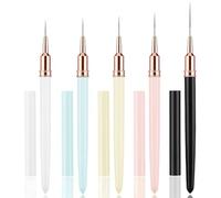 AIYVELU 5 Piece Nail Art Brush Set, 7/9/11/15/25mm Professional Nail Art Brushes with Cap, Ultra Fine Lined Brushes for Gel Nails, Acrylic Coatings, LEA-SHALL, UV Construction, French Brush Set