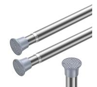 AIZESI Lot de 2 tringles à rideaux à ressort, de 61 à 116,8 cm, en acier inoxydable, fixation par tension, pour habillage de fenêtre, Argenté