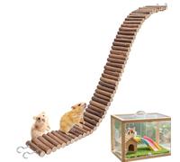 Aizgog Escalier pour hamster, fournitures pour petits animaux, tunnel flexible en bois naturel pour petits animaux, pont échelle en bois pour hamster, convient pour souris, chinchillas, reptiles