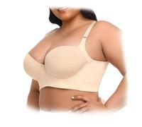 AIZONGWL Immediatelyi-Us Bra, Soutien-gorge lissant confortable pour femme, soutien-gorge à bonnets profonds pour femme, masque la graisse du dos, soutien-gorge rehausseur sculptant, beige, 95F