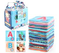 Aizuoni Cartes alphabétiques Souples - Kid Educational Preschool Early Learning Letters Flash Cards,Jouet éducatif précoce Lavable avec Sac de Rangement à Cordon pour bébés