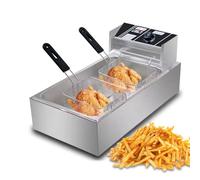 AIZYR Friteuse avec Panier, Friteuse Électrique Professionnelle De Comptoir Casserole Friteuse À Huile en Acier Inoxydable pour Poulet, Frites Et Chips