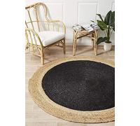 Aizza Trends Tapis indien rond tressé à la main en jute naturelle - Pour salon, paillasson - Rond - 90 x 90 cm