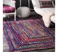 Aizza Trends Tapis indien tressé fait à la main en coton multicolore - Tapis de lit - Décoration d'intérieur - Tapis de table central - 120 cm x 270 cm
