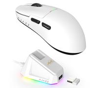 AJ159P SUPERLIGHT Souris de jeu sans fil avec station de charge magnétique RVB, double mode 2,4 G/USB - C, capteur PAW3395, 26 000 DPI, 6 boutons programmables, batterie de 200 heures pour PC/Mac