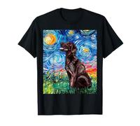 Aja Labrador Chocolat Nuit étoilée Marron Lab Dog Art T-Shirt
