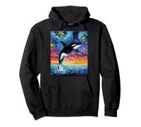 Aja Orca Starry Night Colorful Whale Sunset Ocean Art Sweat à Capuche