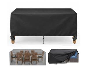 AJALGZ Bâche Table de Jardin 230x165x80cm Housse de Protection Salon de Jardin 420D Oxford Imperméable & Anti-UV, Housse Meuble de Jardin Rectangulaire Résistante au Vent pour Hivernage Extérieur