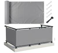 AJALGZ Brise Vue Balcon 0.6x2m Gris Clair - Cache Vue Occultant en PES Imperméable & Anti-UV, Canisse Toile de Protection Vent et Regards pour Balcon, Terrasse, Jardin - avec Serre-Câbles