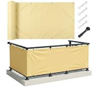 AJALGZ Brise Vue Balcon 0.7x2m Jaune - Cache Vue Occultant en PES Imperméable & Anti-UV, Canisse Toile de Protection Vent et Regards pour Balcon, Terrasse, Jardin - avec Serre-Câbles
