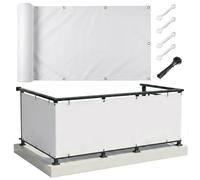 AJALGZ Brise Vue Balcon 1.25x2m Blanc - Cache Vue Occultant en PES Imperméable & Anti-UV, Canisse Toile de Protection Vent et Regards pour Balcon, Terrasse, Jardin - avec Serre-Câbles