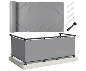 AJALGZ Brise Vue Balcon 1.45x2m Gris Clair - Cache Vue Occultant en PES Imperméable & Anti-UV, Canisse Toile de Protection Vent et Regards pour Balcon, Terrasse, Jardin - avec Serre-Câbles