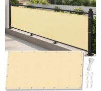 AJALGZ Brise Vue Balcon 140x250cm Jaune, Cache Vue Balcon Imperméable & Anti-UV, Toile d'Occultation Opaque et Résistant au Vent avec Œillets, Serre-Câbles et Cordes