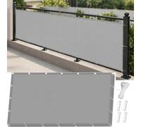 AJALGZ Brise Vue Balcon 50x500cm Gris Clair, Cache Vue Balcon Imperméable & Anti-UV, Toile d'Occultation Opaque et Résistant au Vent avec Œillets, Serre-Câbles et Cordes